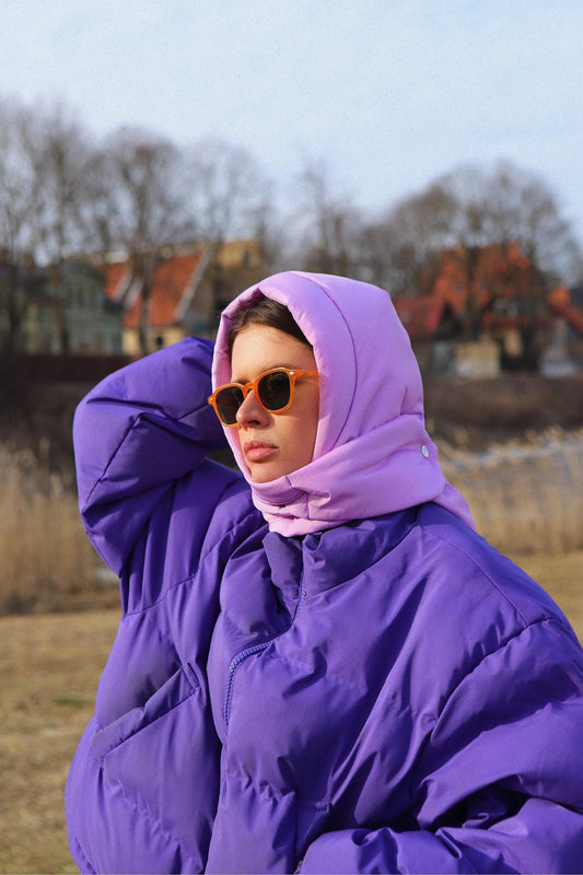 Pillow Puffer Headscarf - Balaclava in Lilac