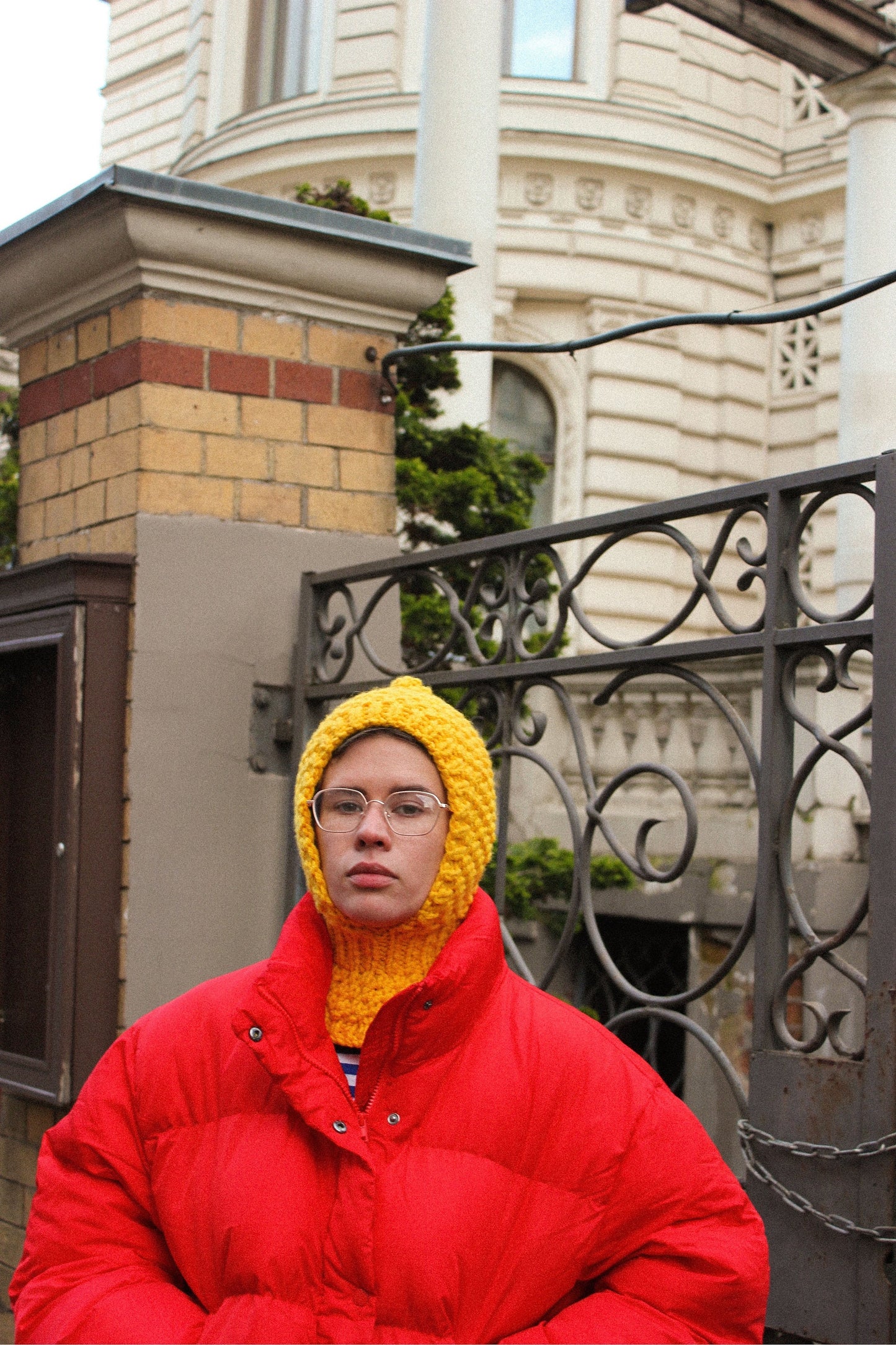 Balaclava Woolen hat in yellow yolk,mango socky balaclava knit beanie,knit helmet,knit hat,crochet balaclava, knitted hood