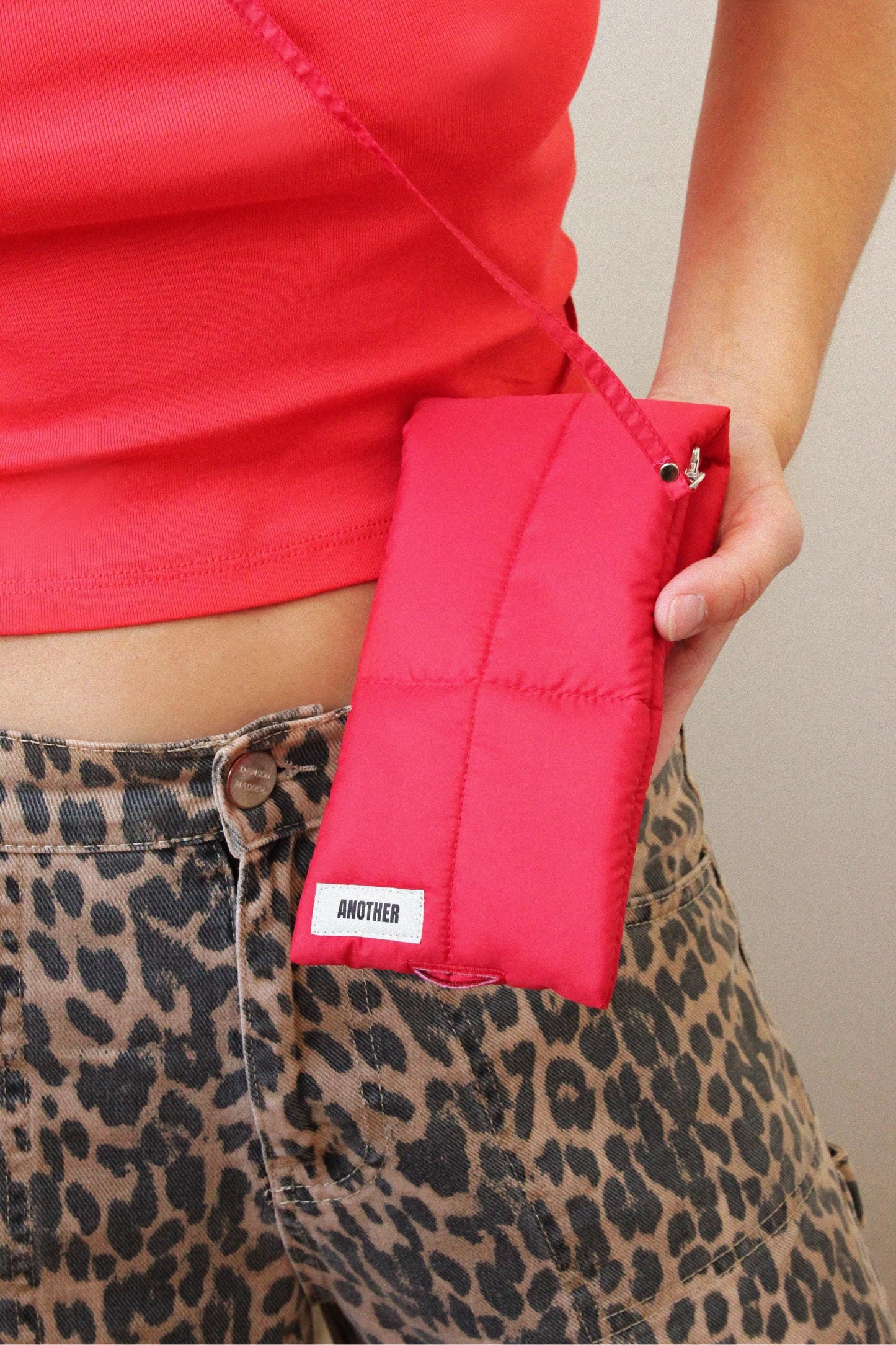 Pillow Puffer Phone pouch in Red, Puffy Crossbody Phone Bag,Waterproof Padded Case with Strap,Hands-Free Pouch,Travel Gift for Her