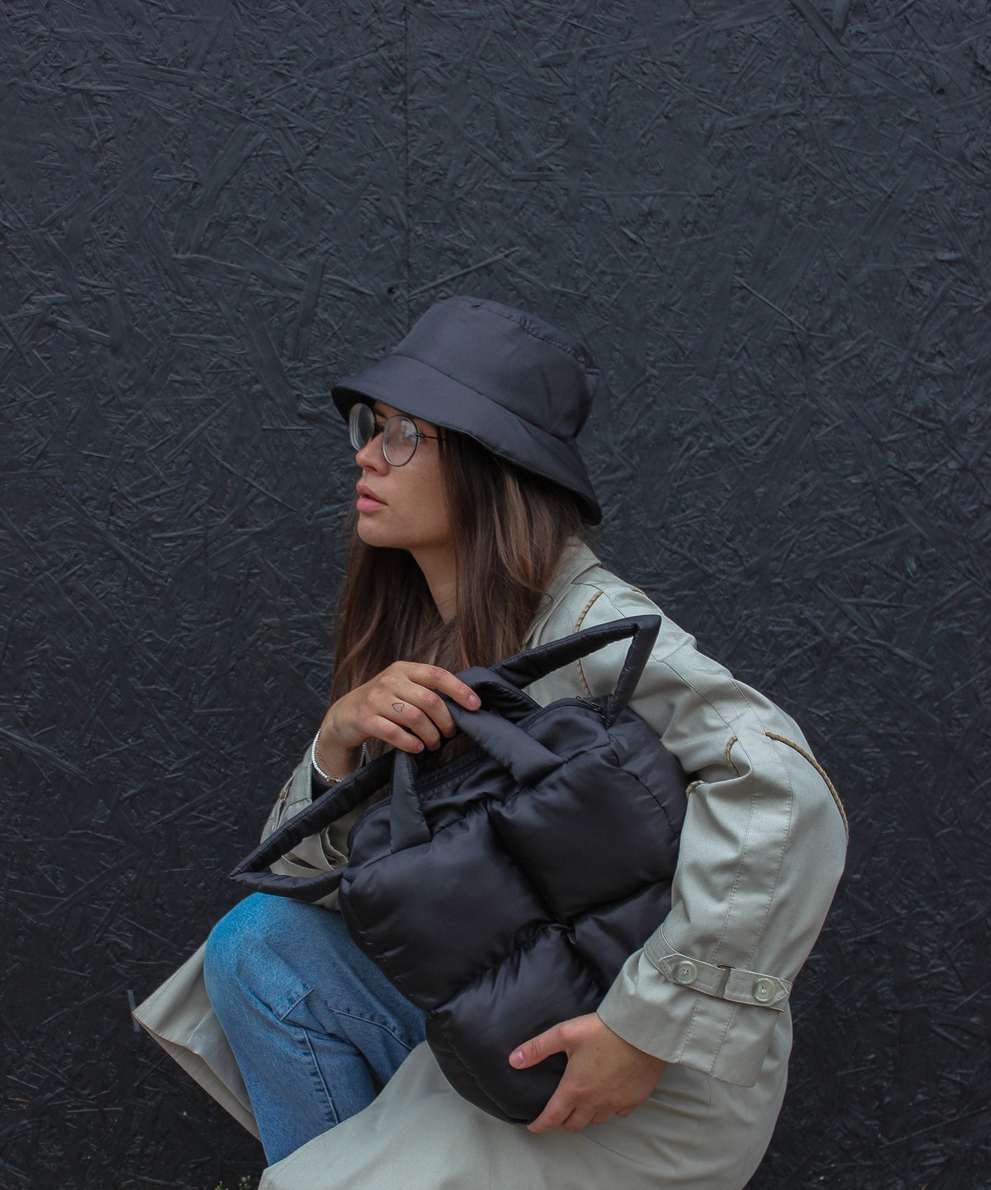 Pillow Puffer Bag in Black