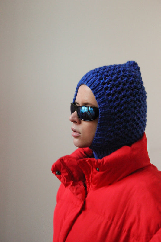 Demi - season balaclava hat in admiral blue, mango socky balaclava knit beanie,knit helmet,knit hat,crochet balaclava