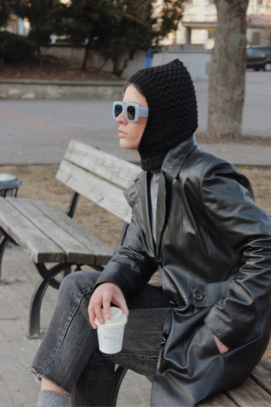 Demi - season balaclava hat in black ,mango socky balaclava knit beanie,knit helmet,knit hat,crochet balaclava, knitted hood