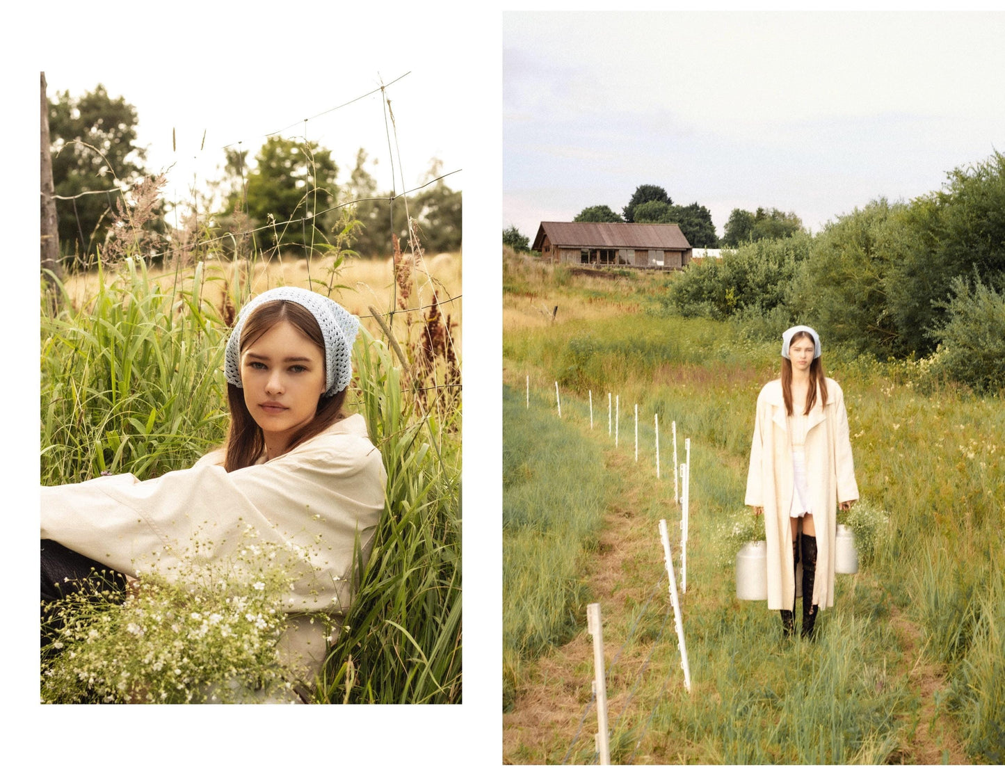 Crochet Mesh Headscarf in Light Blue