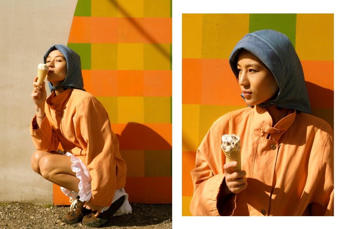 Rain Denim Headscarf