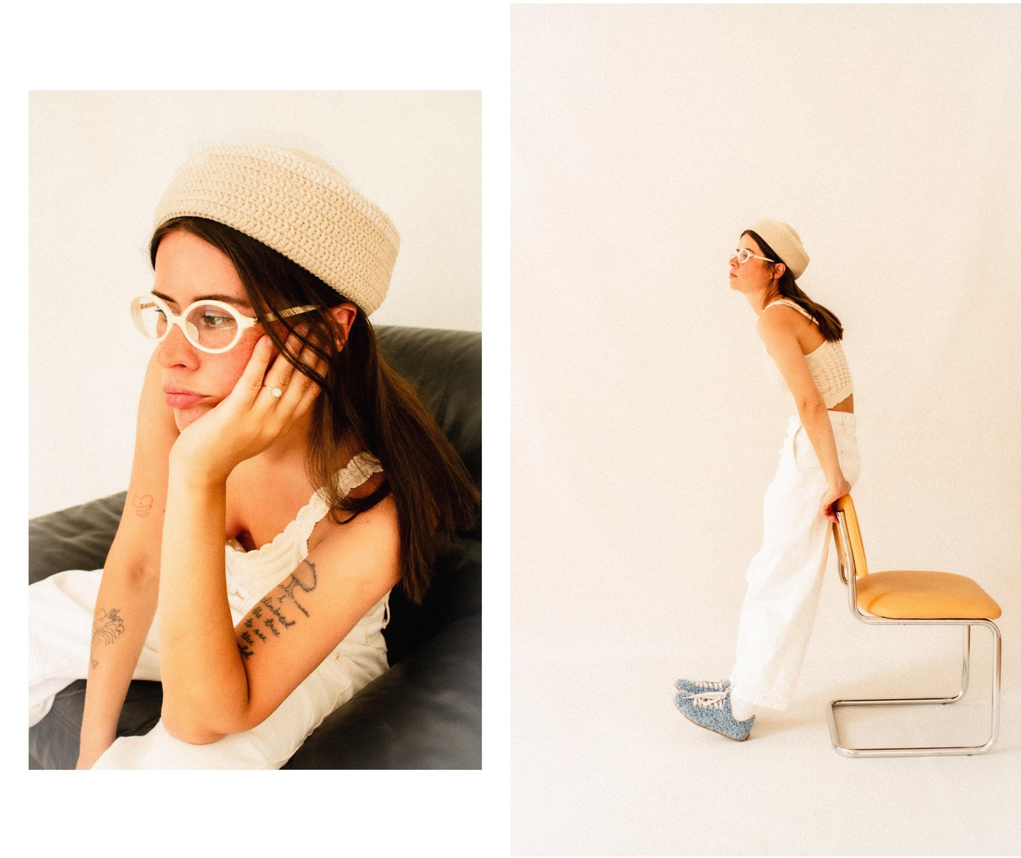 Crochet Premium Cotton  Marin Hat in Sand Beige