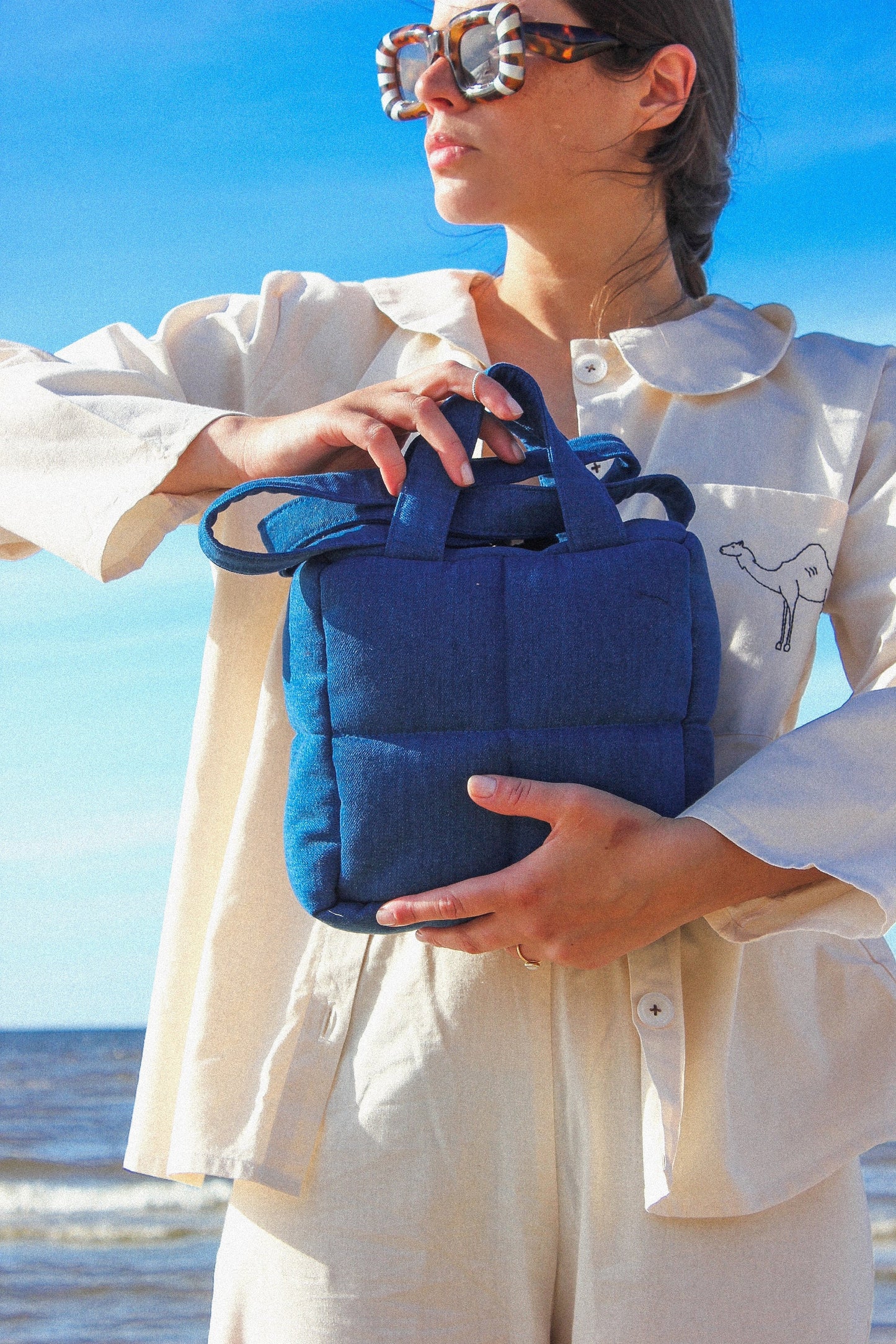 Mini Pillow Puffer Denim Essential bag