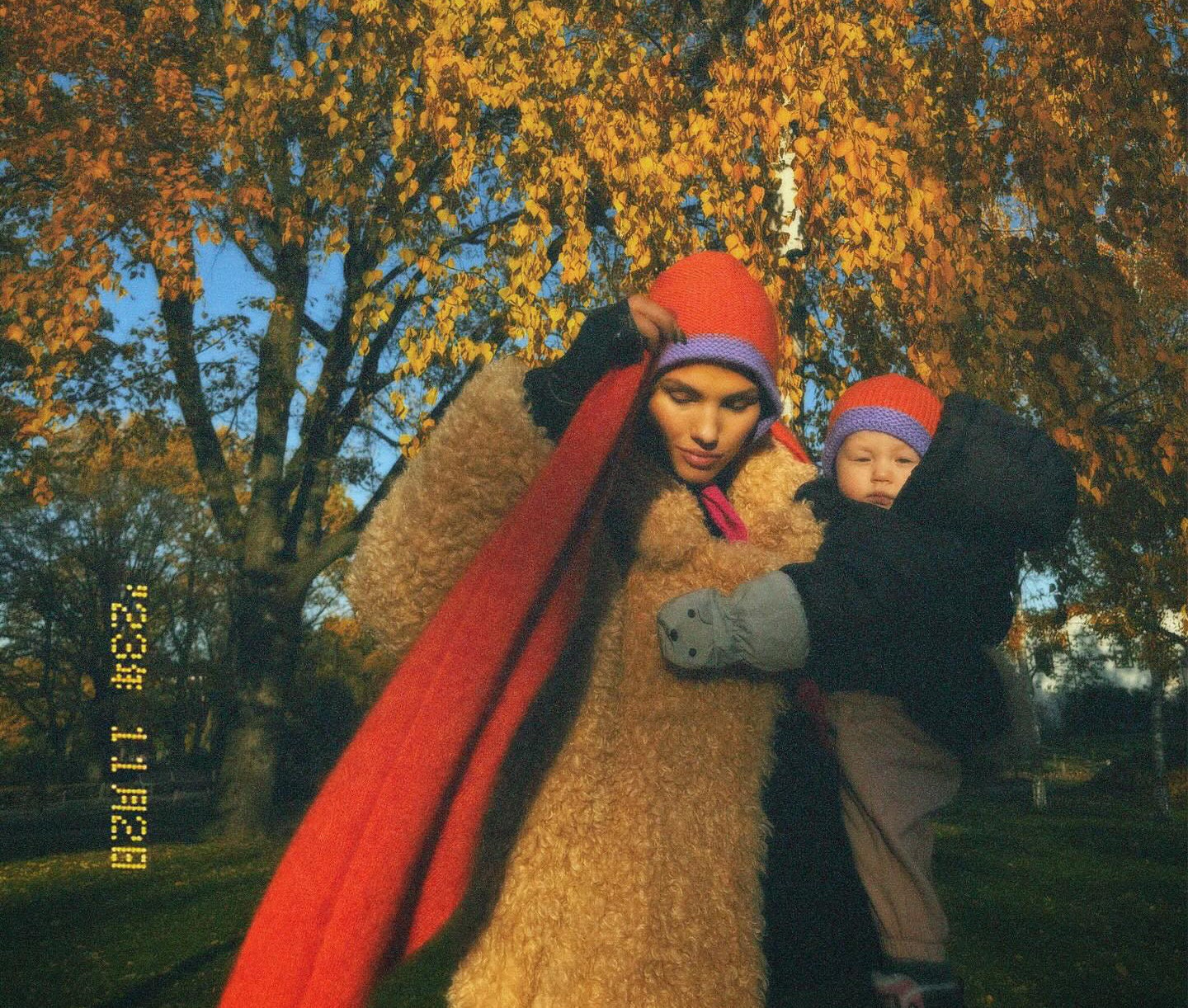 Mom + Baby Hand - Knitted Multi Chunky Bonnet Combo Matching Set