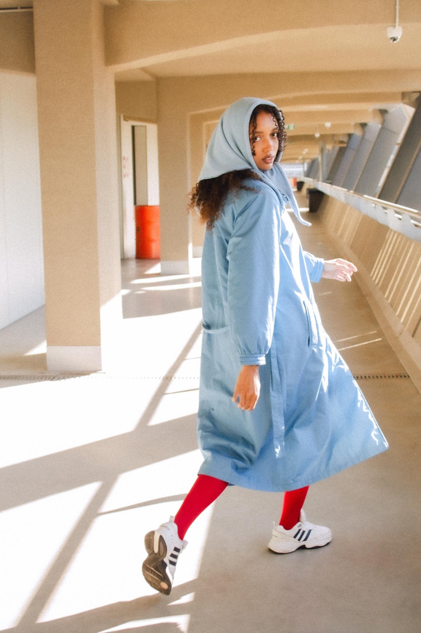 Hand - knitted Headscarf in Baby blue
