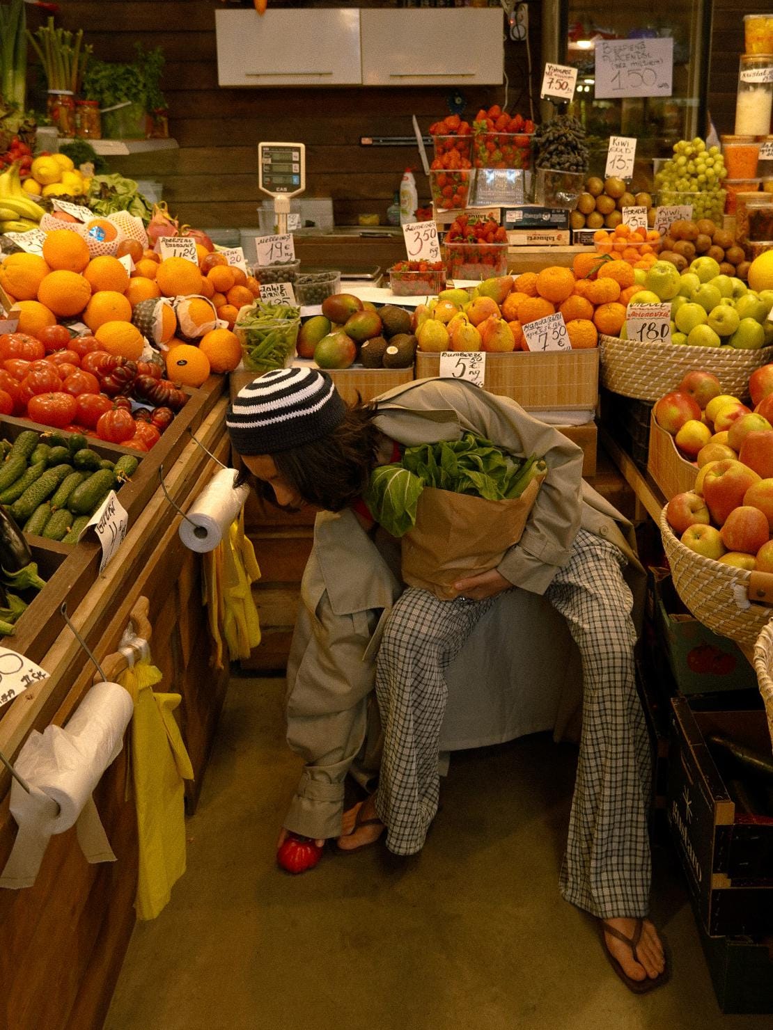 Crochet Premium Cotton Striped Marin Hat in Navy & White