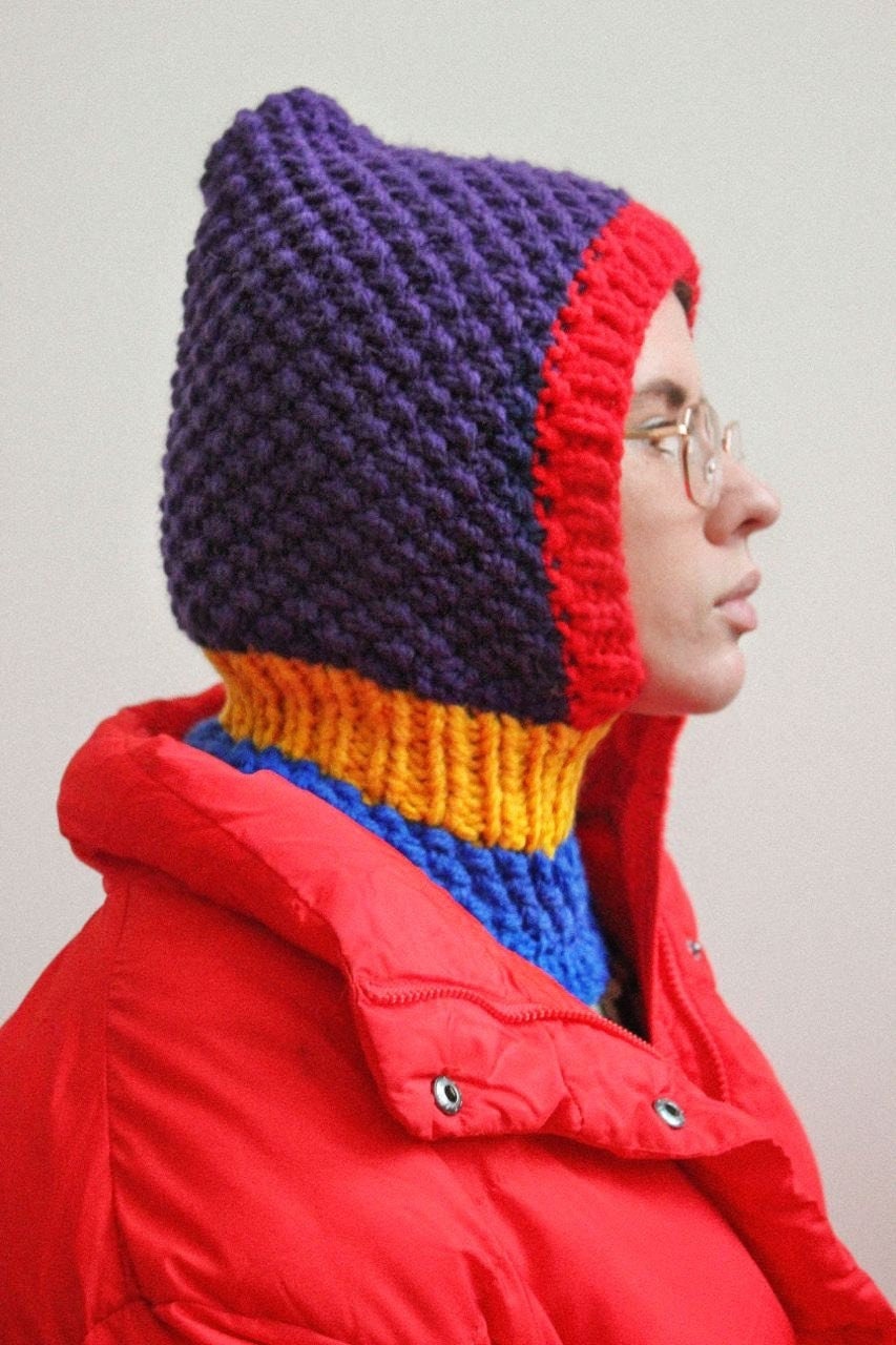 Multicolored Balaclava Woolen Chunky hat ,mango socky balaclava knit beanie,knit helmet,knit hat,crochet balaclava, knitted hood