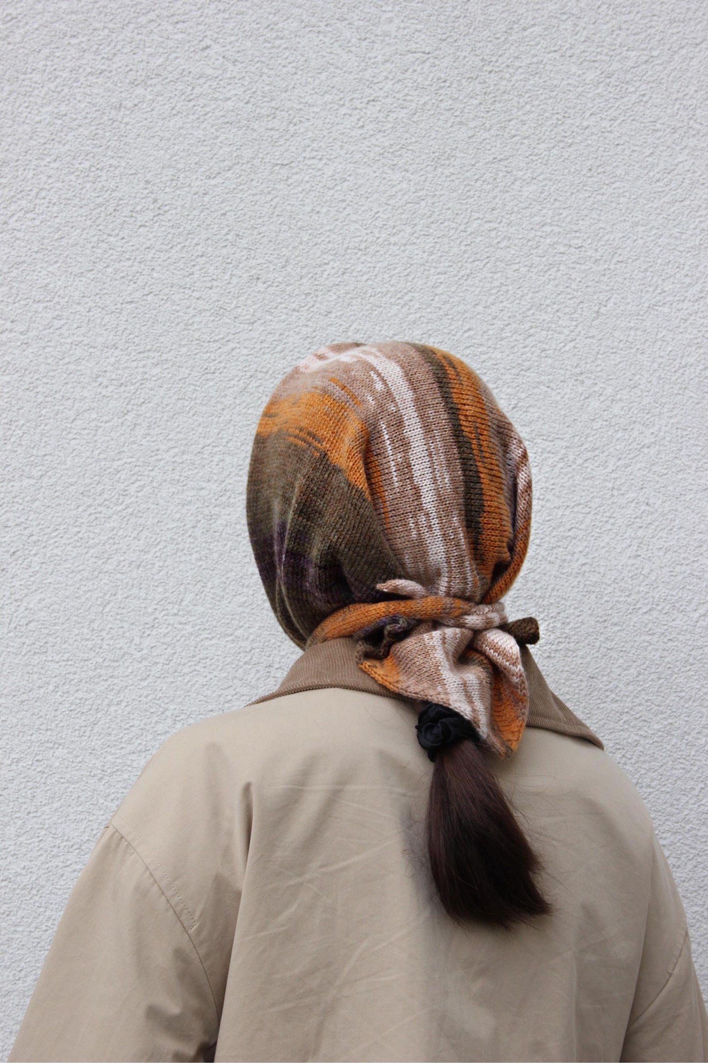 Hand - knitted Random Mustard Headscarf