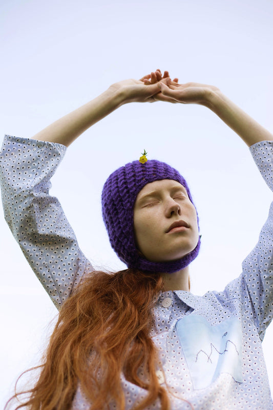 Aviator Bonnet Hat in Rich Purple