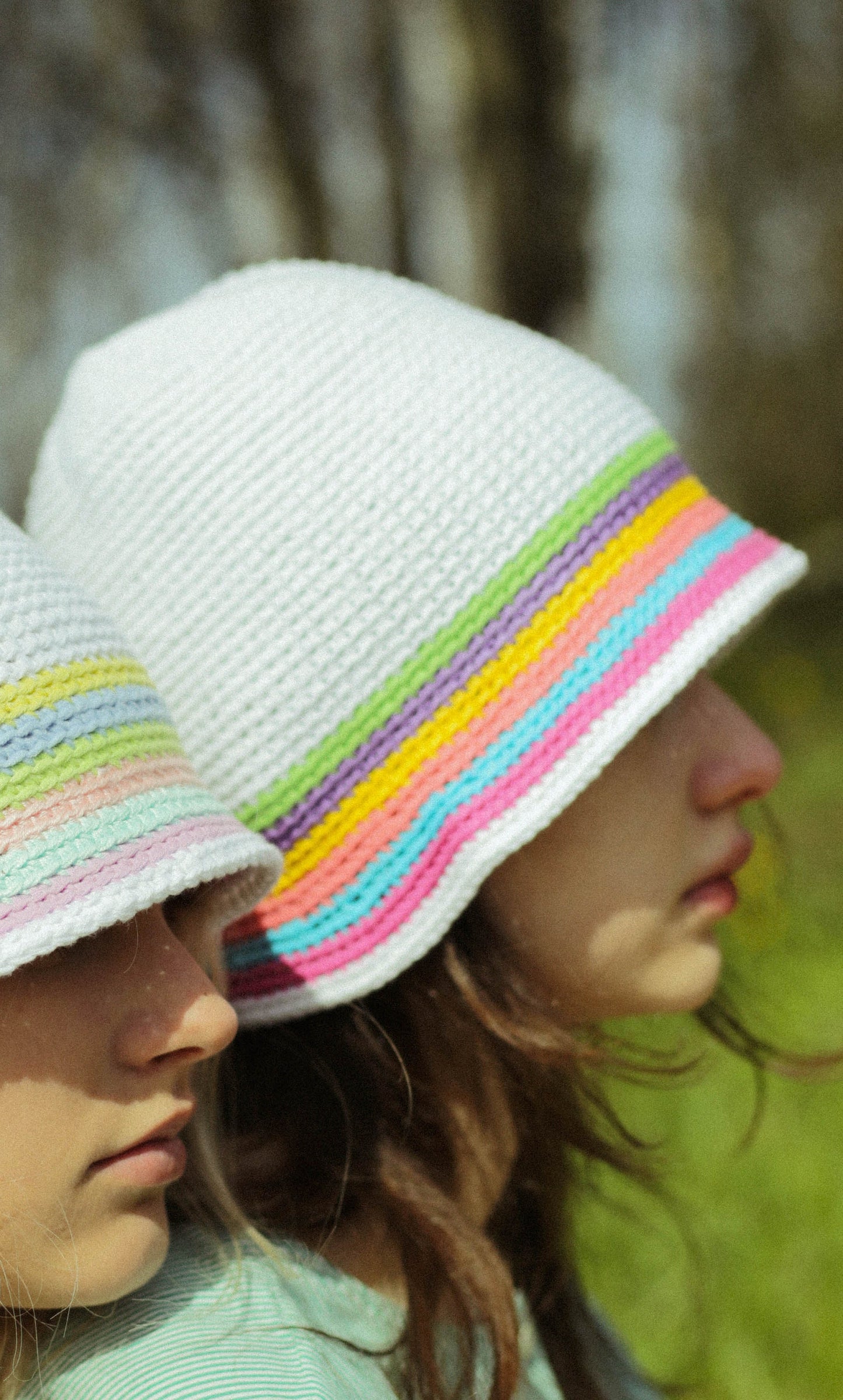 Hand-knitted crochet multi colored bucket hat