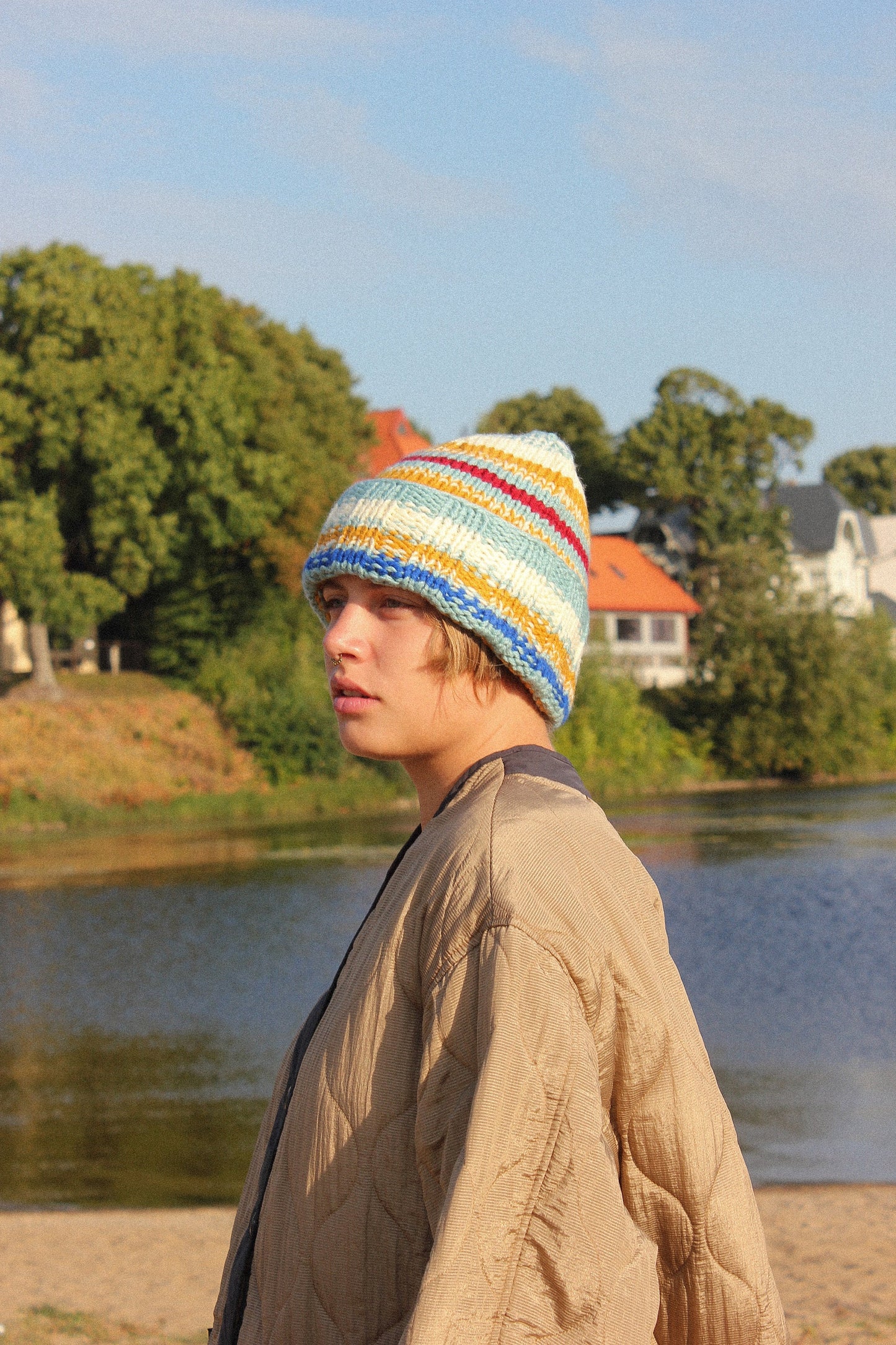 Woolen Multi Striped Beanie