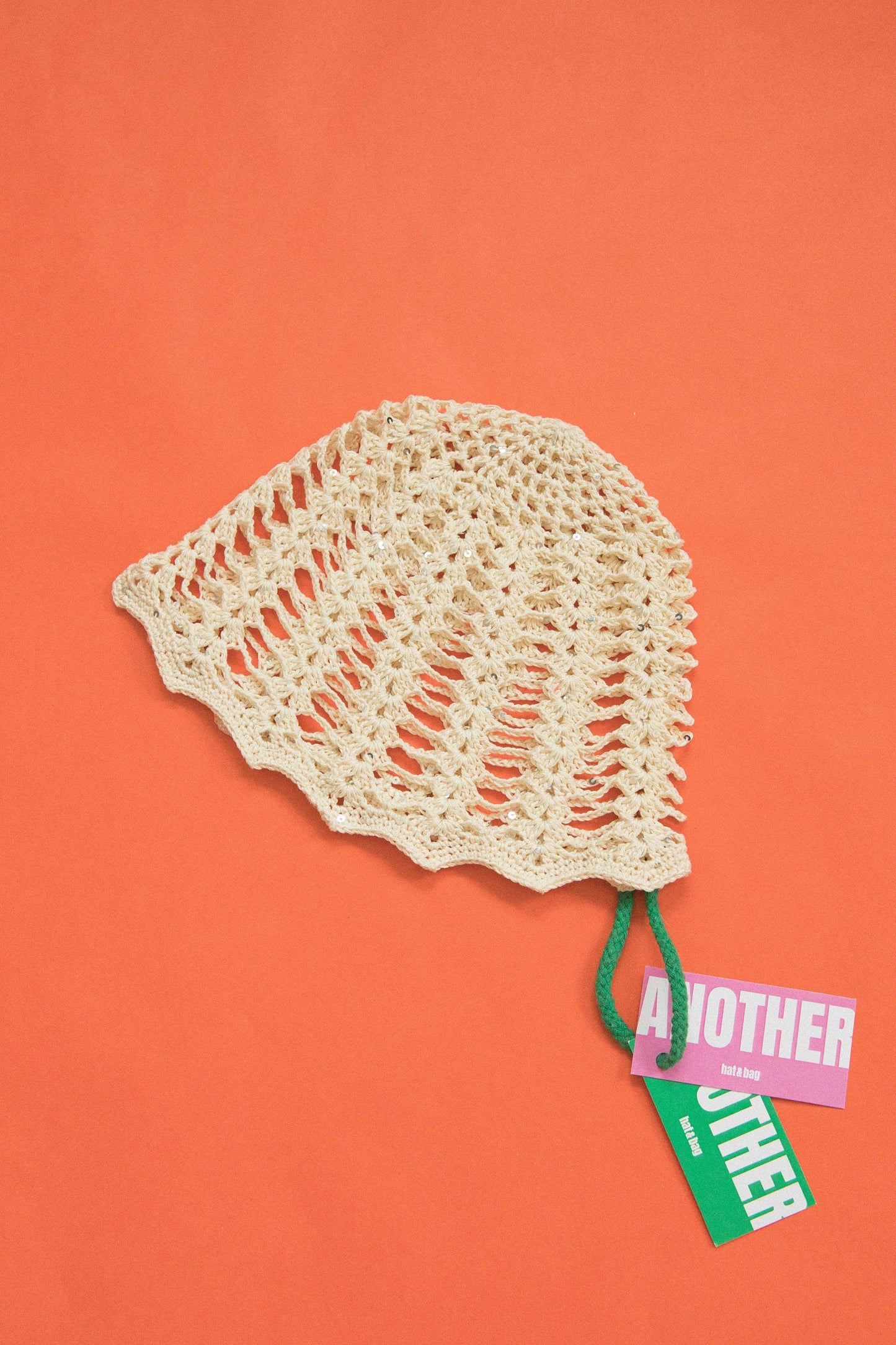 Crochet Premium Cotton Mesh Knitted Hat in Ivory with sequins , skull hat,retro hat,crochet hat,summer hat,crochet beanie