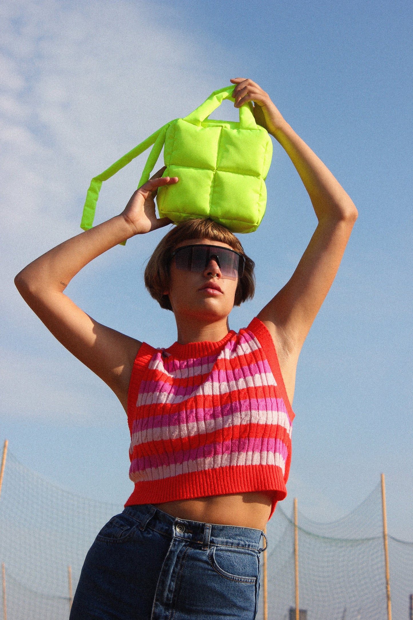 Mini Pillow Puffer Essential bag in Neon Yellow