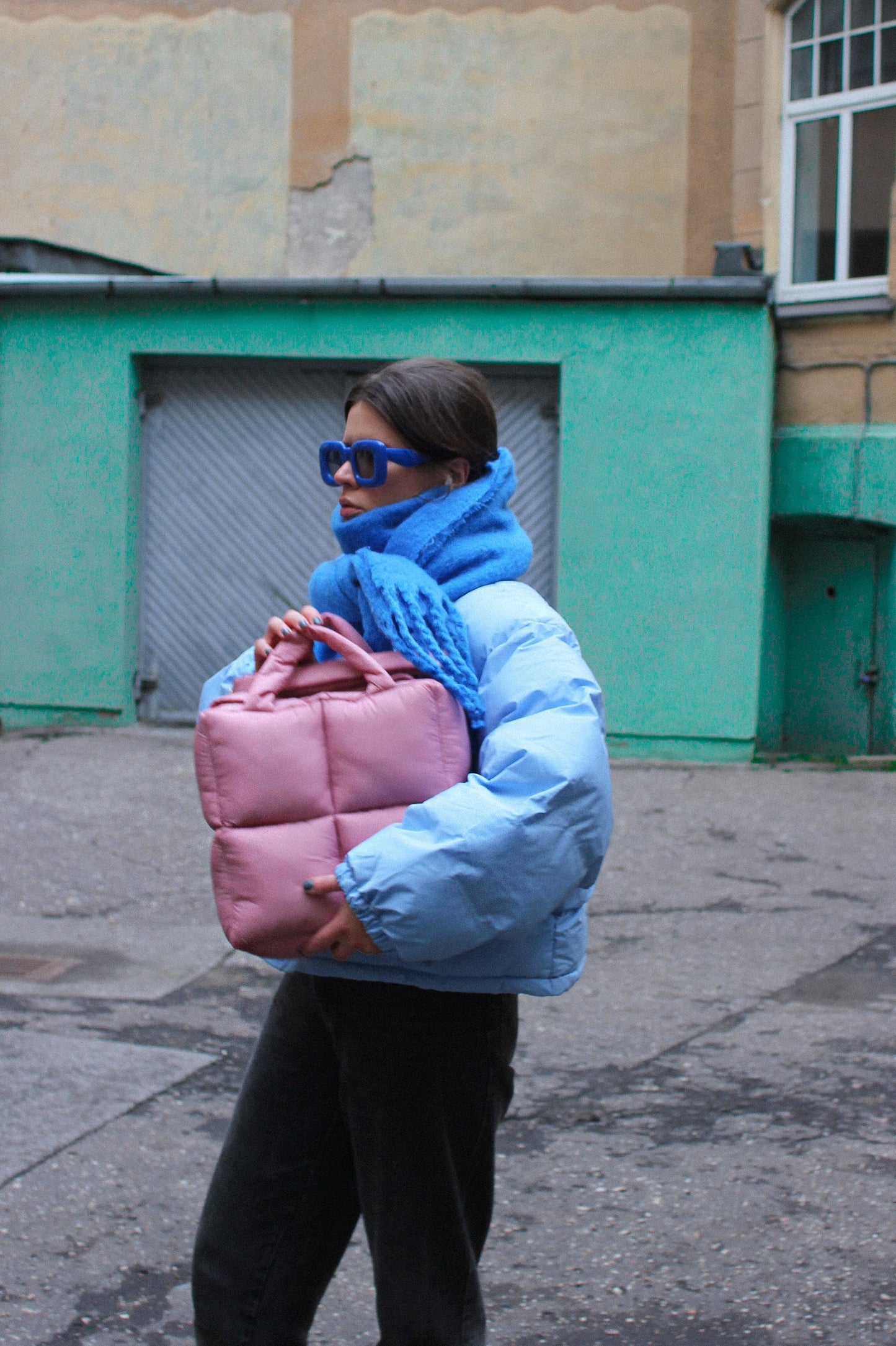Pillow Puffer Bag in Powder Pink