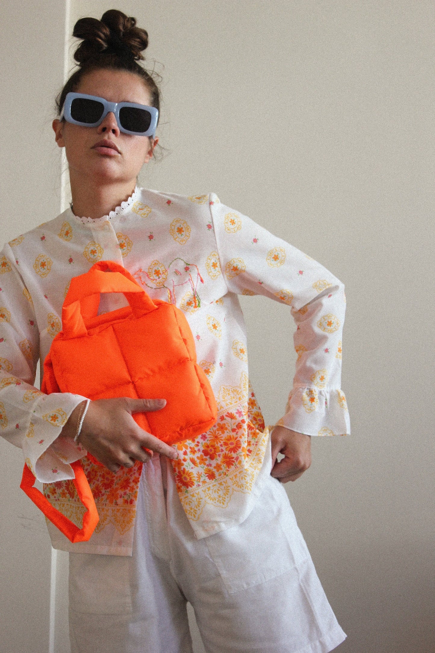 Mini Pillow Puffer Essential bag in Neon Mandarin