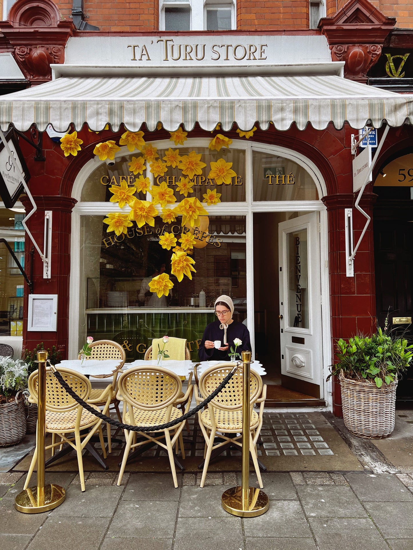 Adult Cotton Mesh Crochet Bow Tie Bonnet in Beige