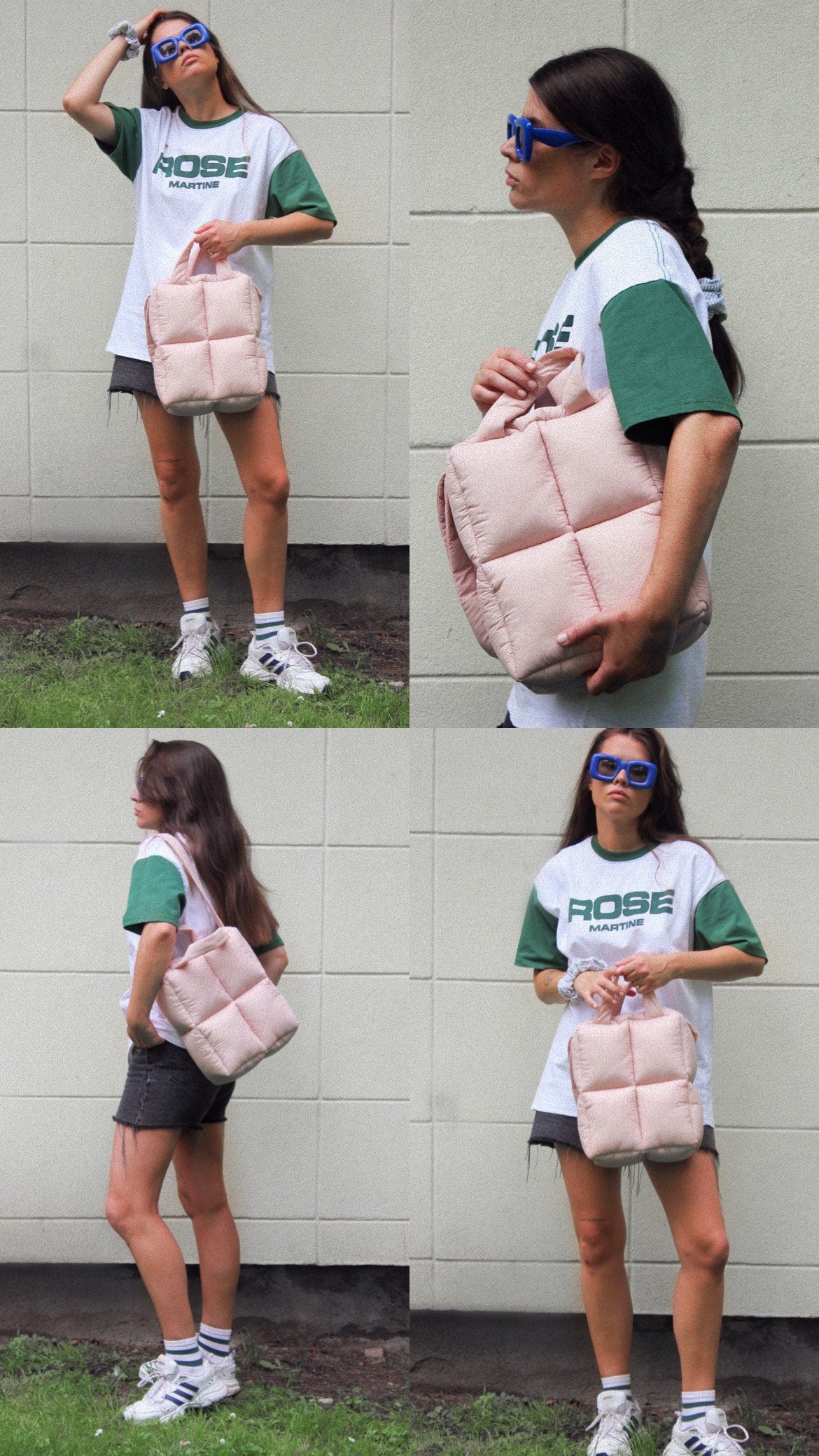 Pillow Puffer Laptop Bag in Light Pink