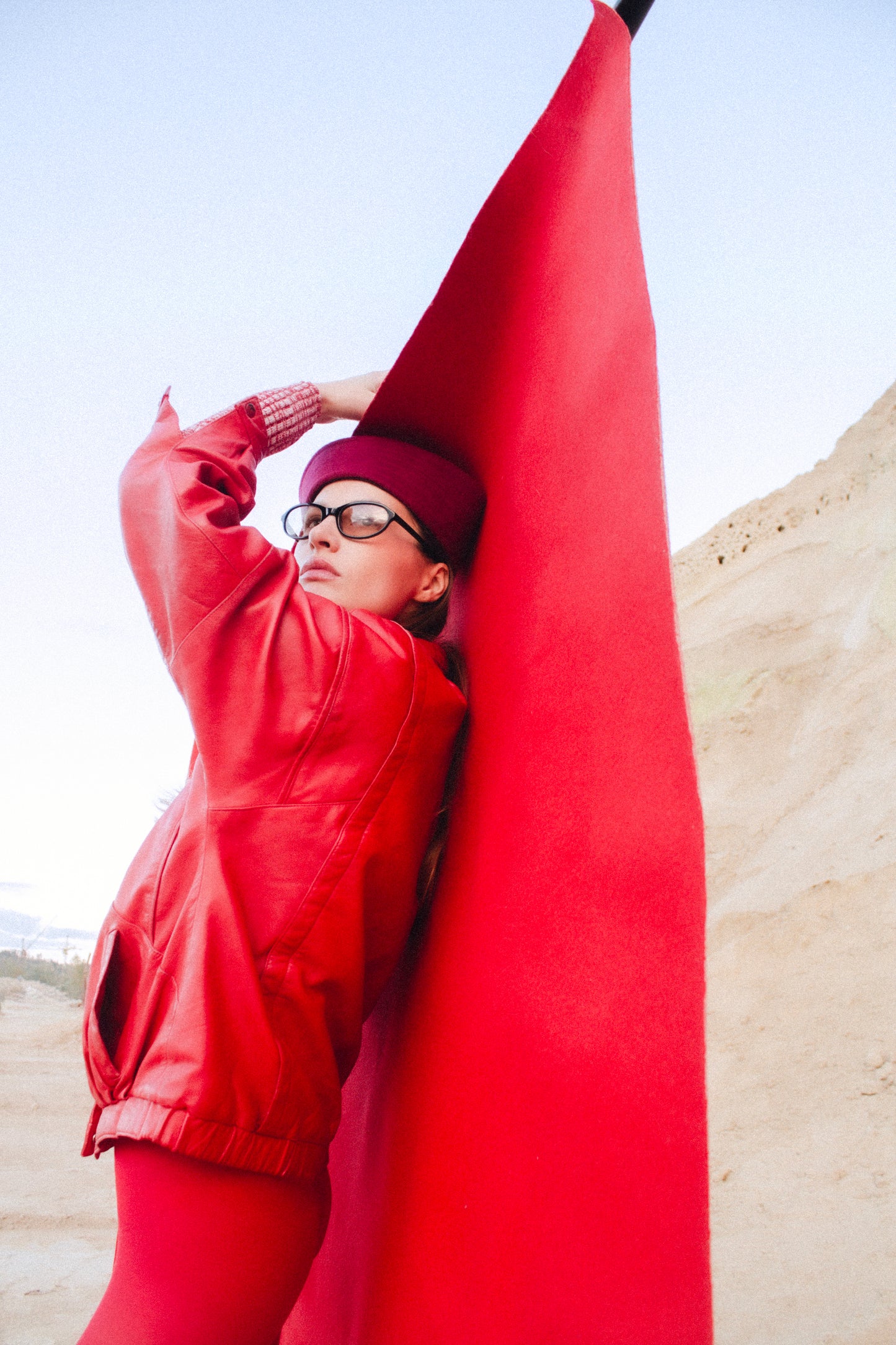 Drape Marine Pillbox in Burgundy