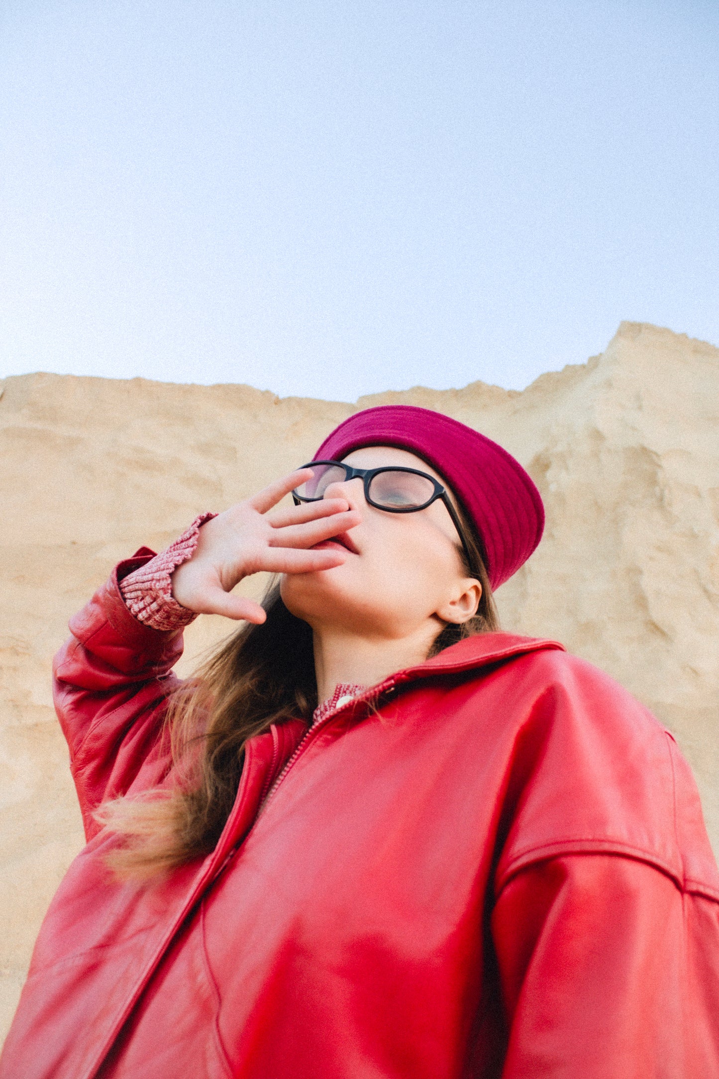 Drape Marine Pillbox in Burgundy