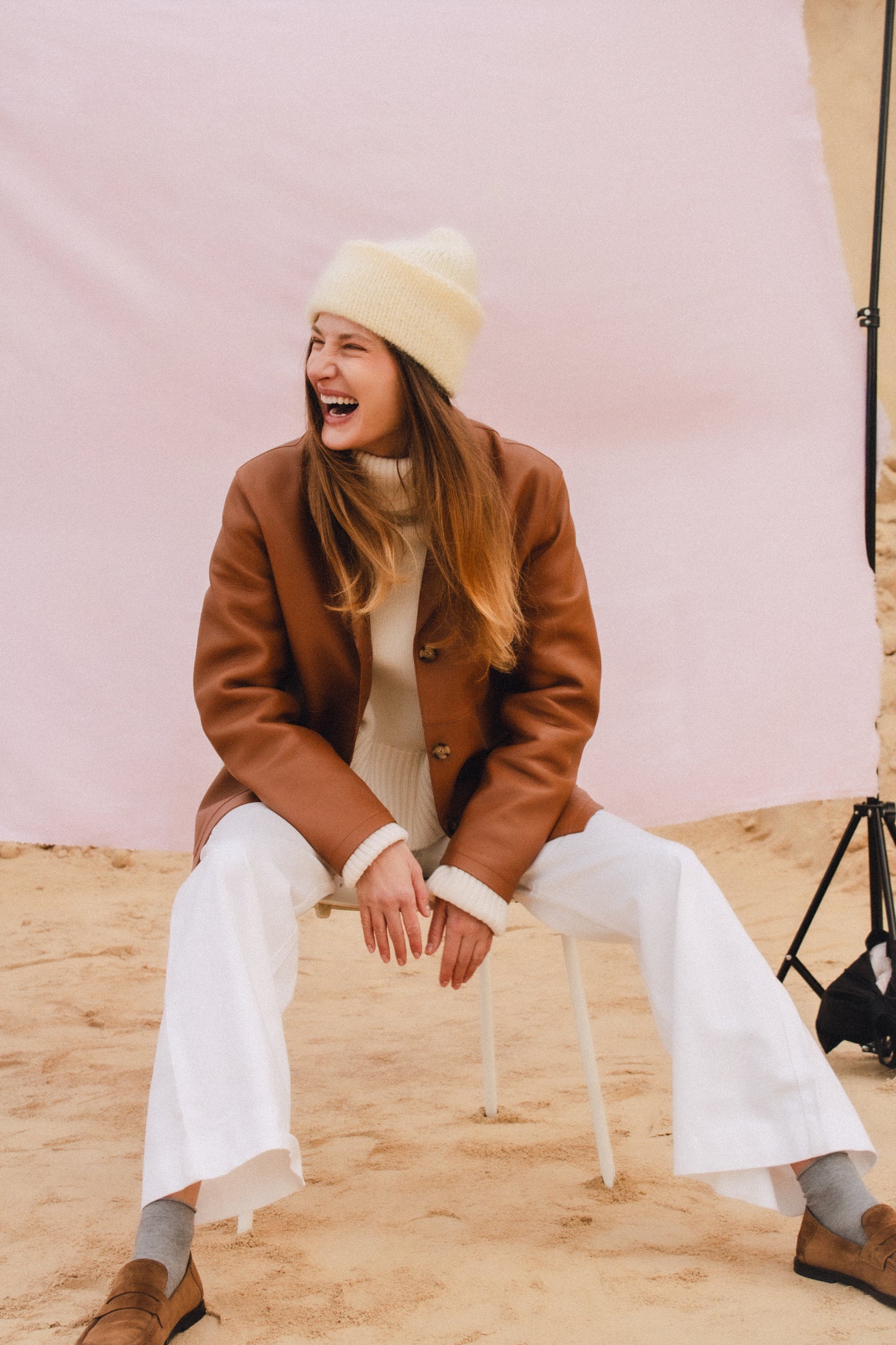 Premium Mohair Beanie in Buttermilk