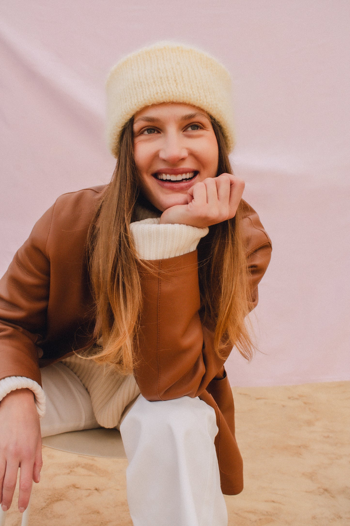 Premium Mohair Beanie in Buttermilk