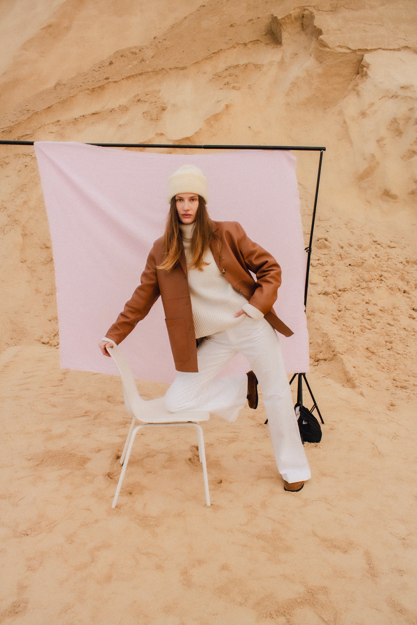 Premium Mohair Beanie in Buttermilk