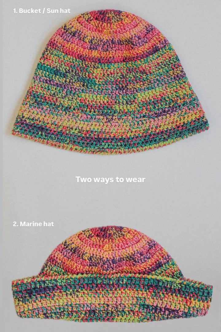 Multi Crochet Bucket  / Marine Hat