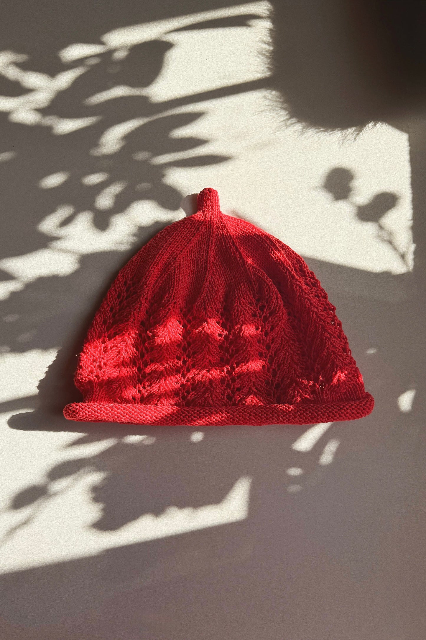 Cotton Lace Crochet Teletubby Hat in Red