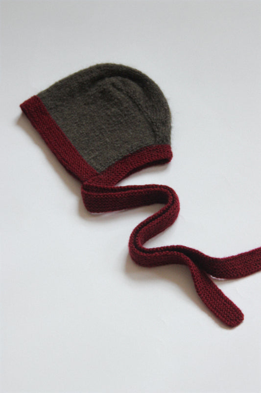 Premium Mohair Bonnet in Burgundy & Brown