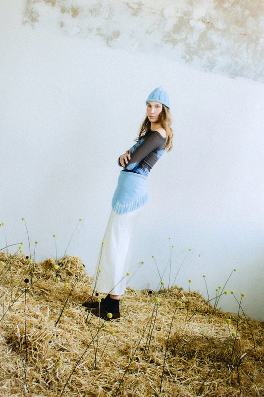 Cotton Hip Scarf with Fringe