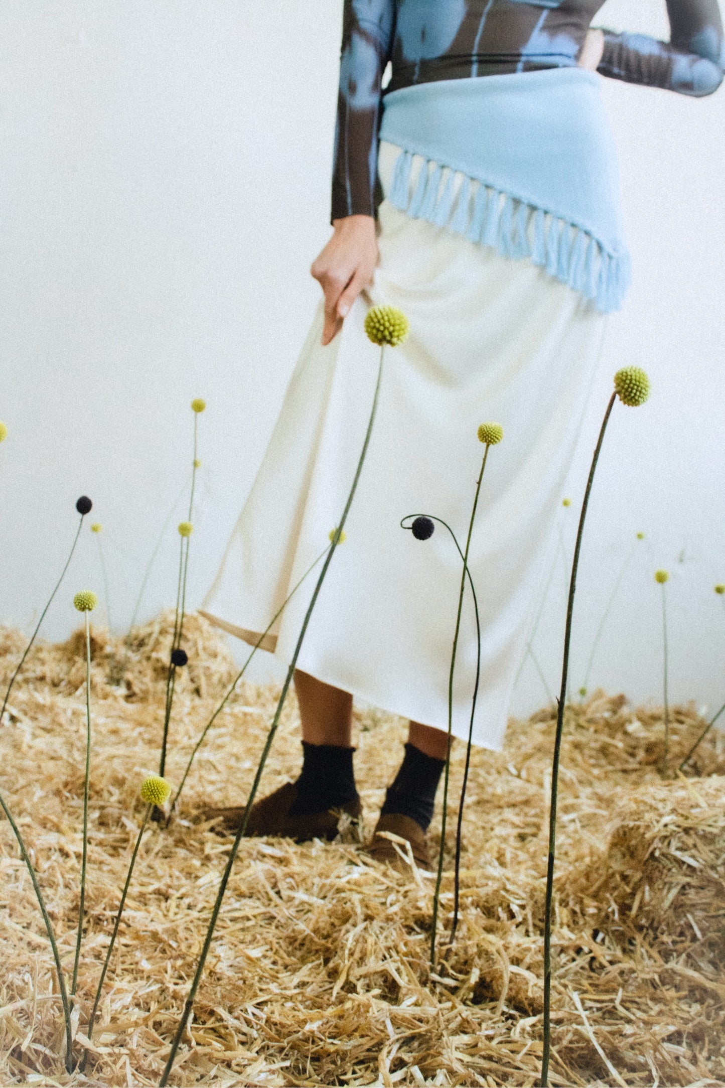 Cotton Hip Scarf with Fringe
