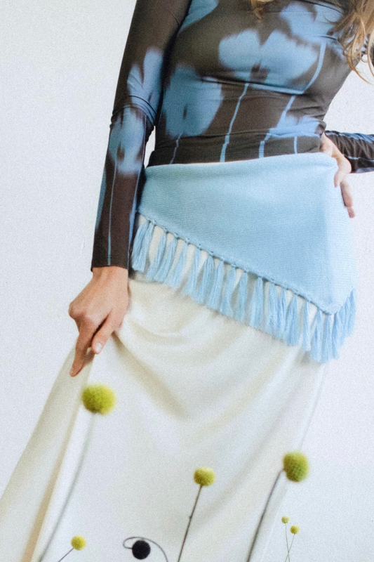 Cotton Hip Scarf with Fringe