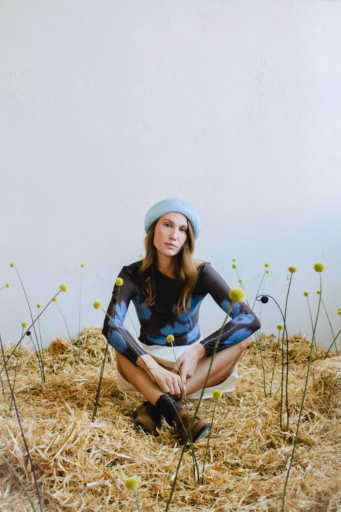 Crochet Bucket / Marine Hat  in Ice Blue