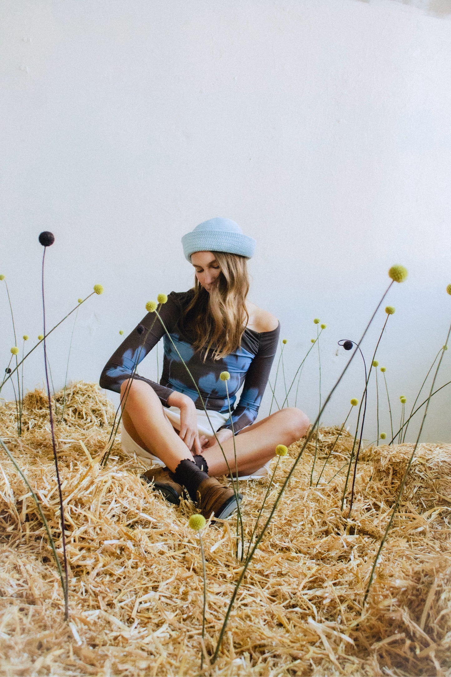 Crochet Bucket / Marine Hat  in Ice Blue