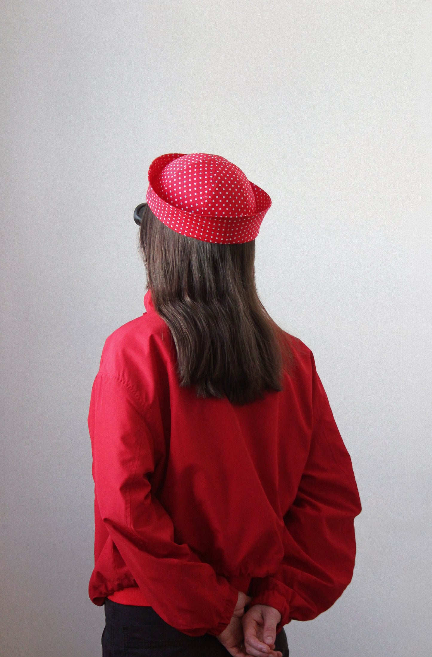 Polka Dot Marine Pillbox in Red