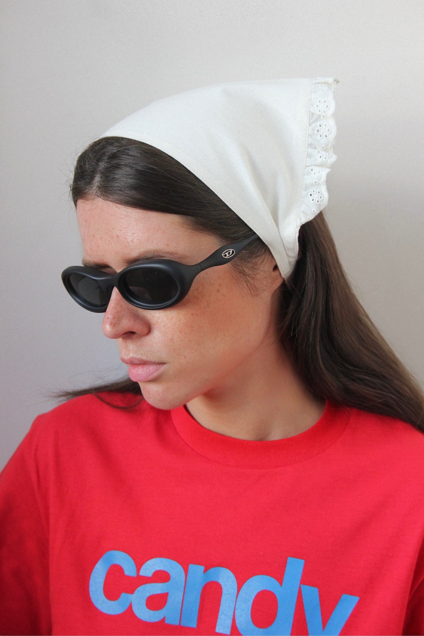 Lace Headscarf in Cream Beige