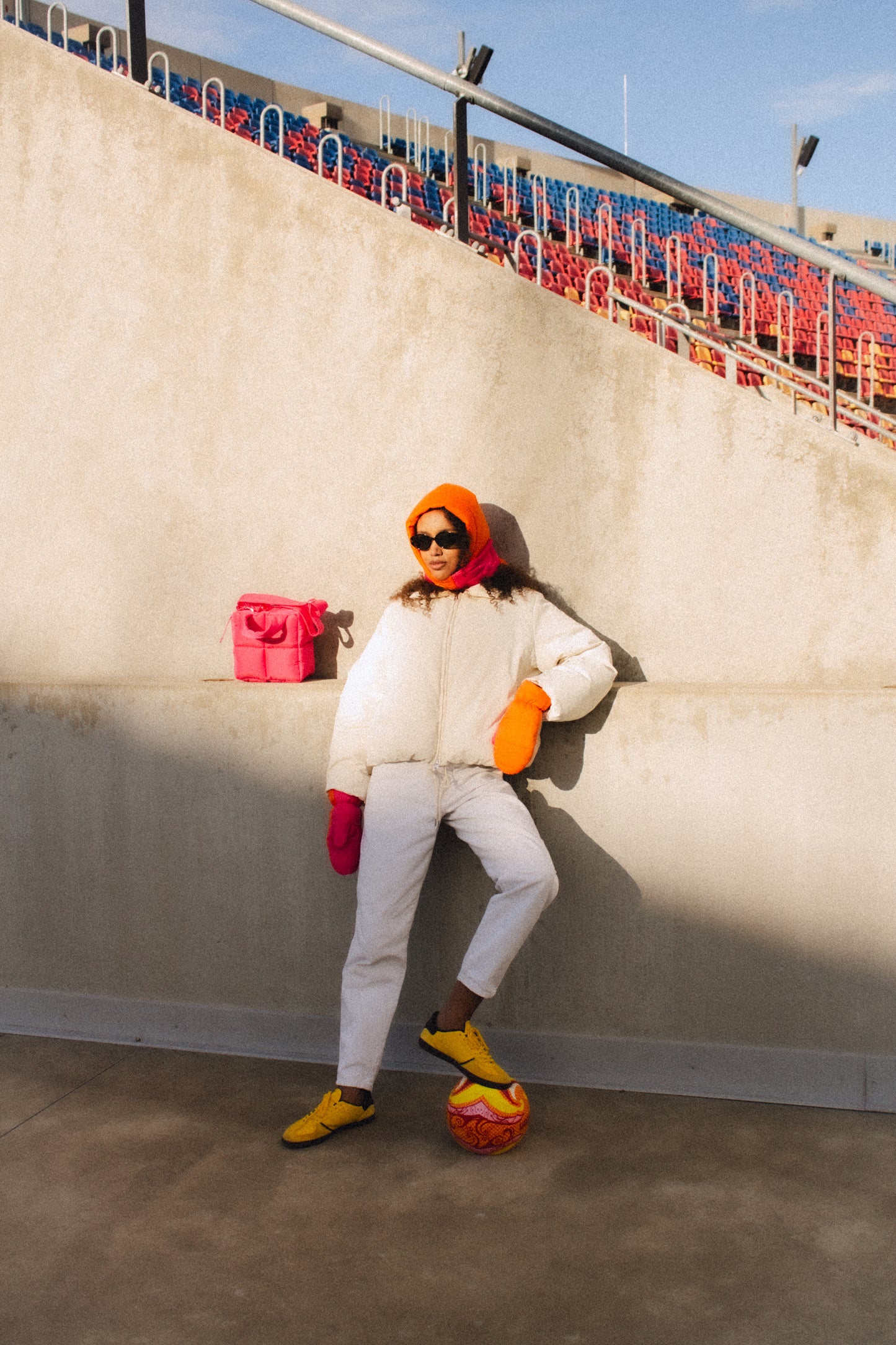 Pillow Headscarf - Balaclava in Orange & Hot Pink