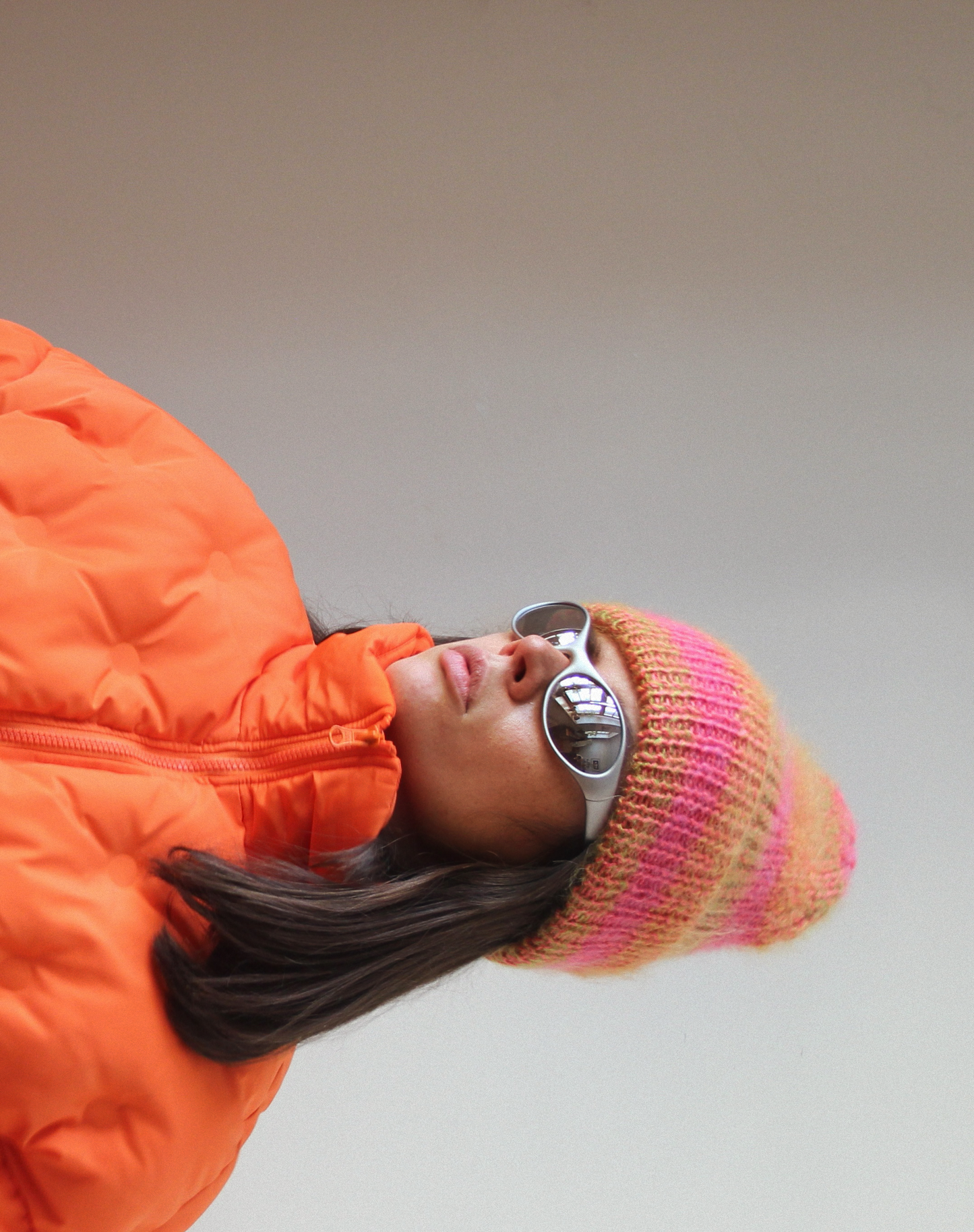 Mohair Vibrant Multi Coral Beanie