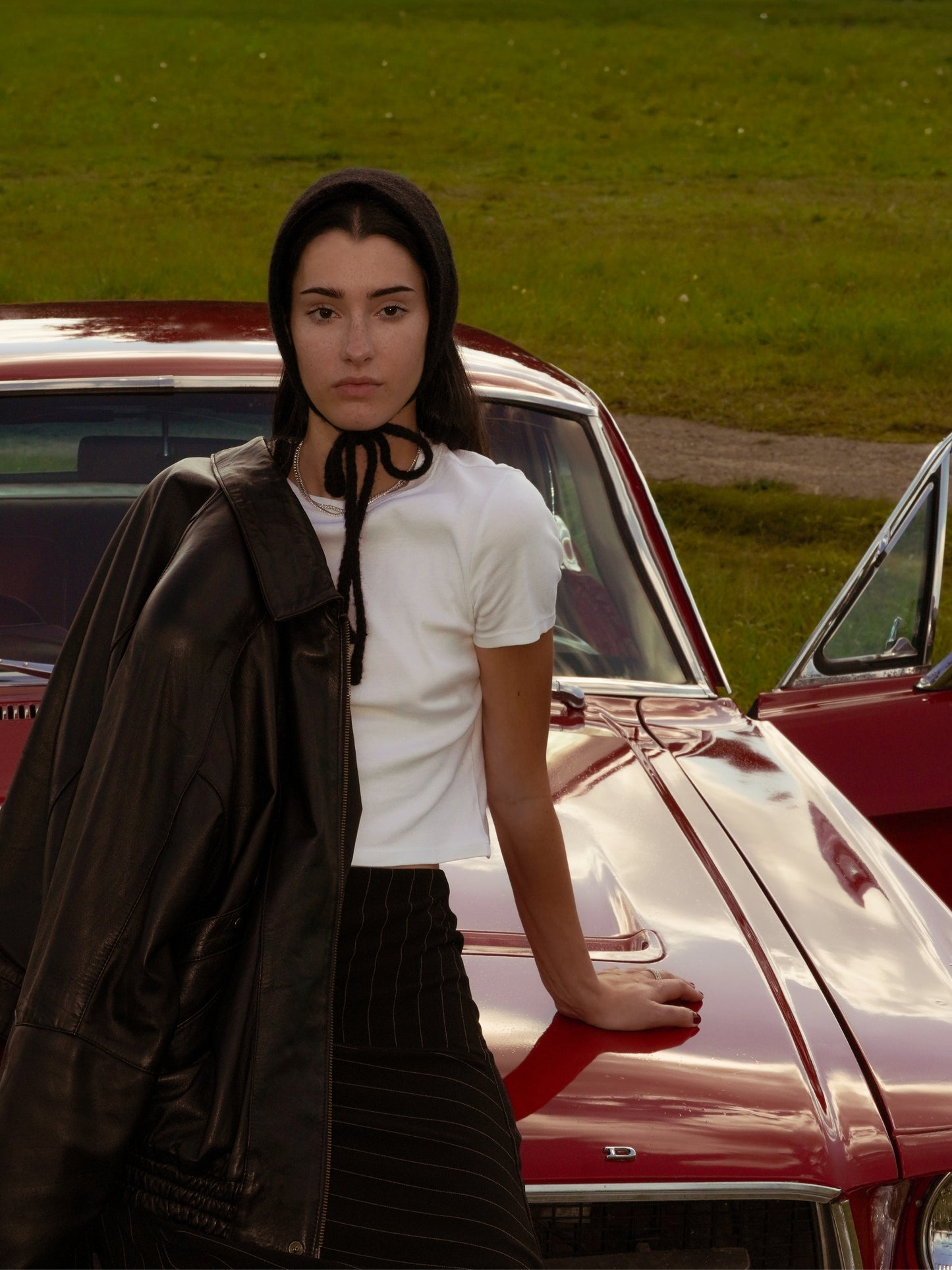 Hand - knitted Mohair Bow-Tie Headband in Black