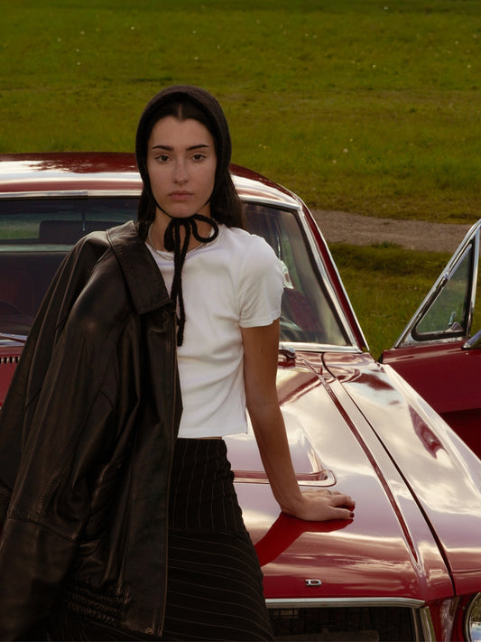 Hand - knitted Mohair Bow-Tie Headband in Black