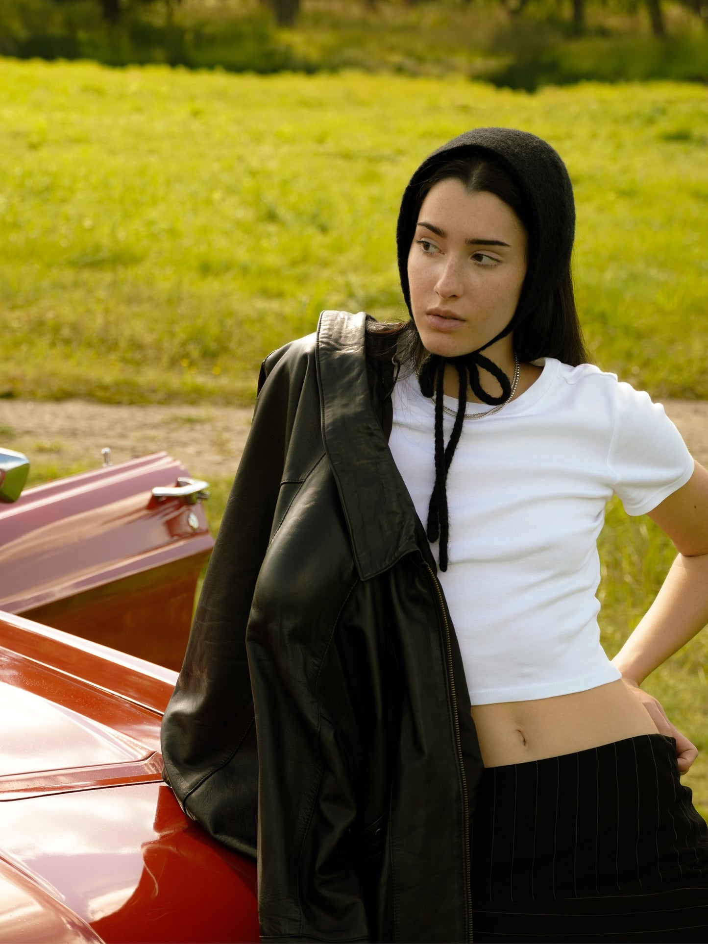 Hand - knitted Mohair Bow-Tie Headband in Black