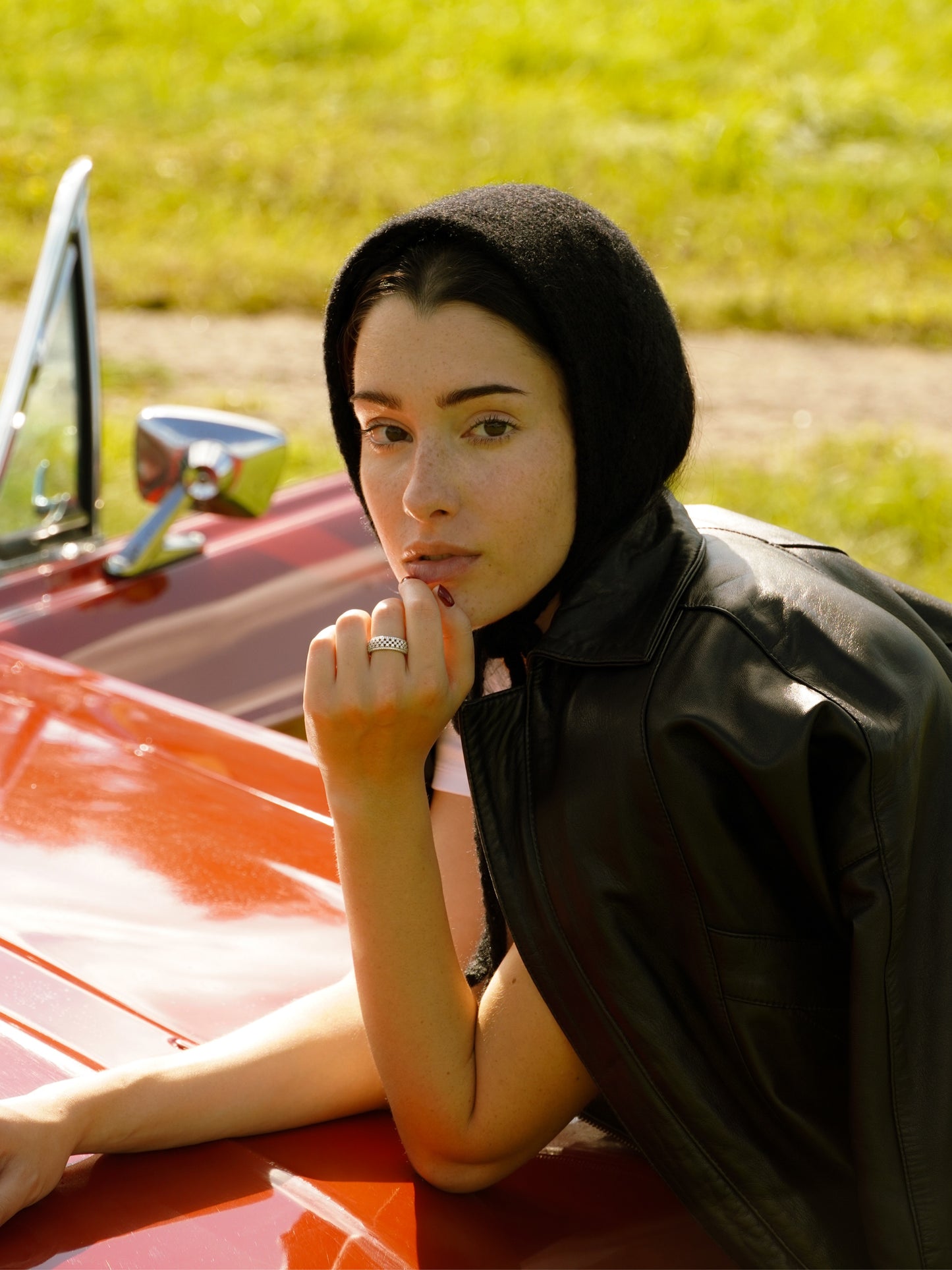 Hand - knitted Mohair Bow-Tie Headband in Black