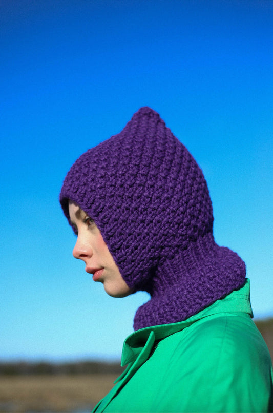 Chunky Woolen Balaclava in Purple