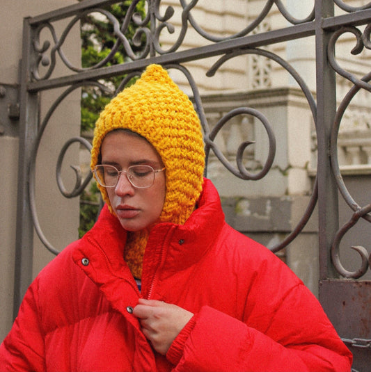 Chunky Woolen Balaclava in Yellow