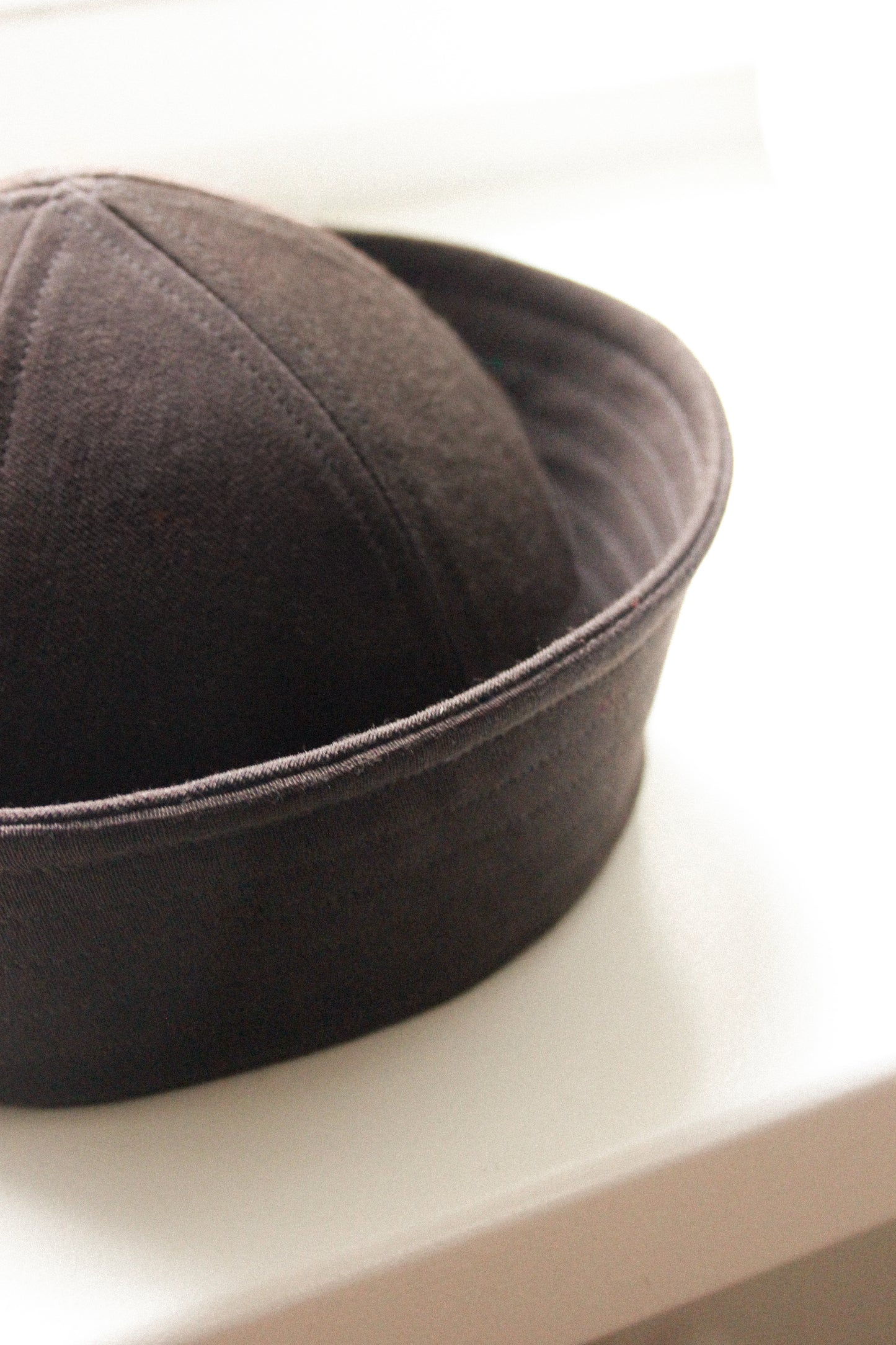 Wool Gabardine Pillbox in Dark Brown