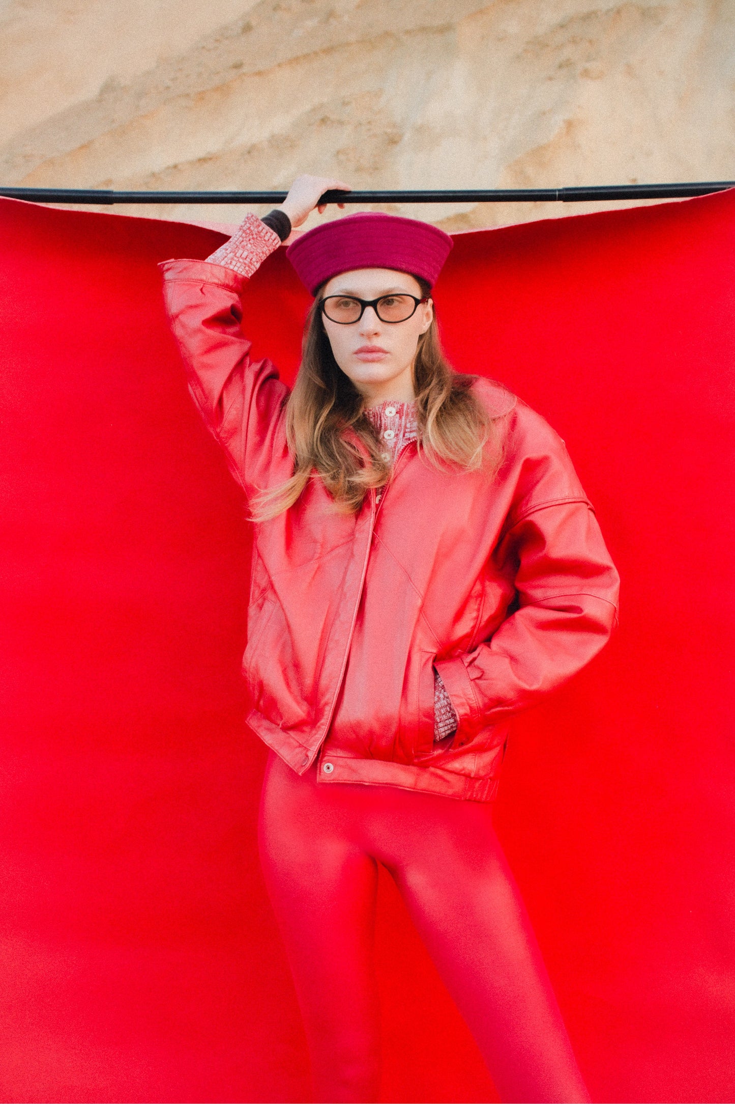 Drape Marine Pillbox in Burgundy