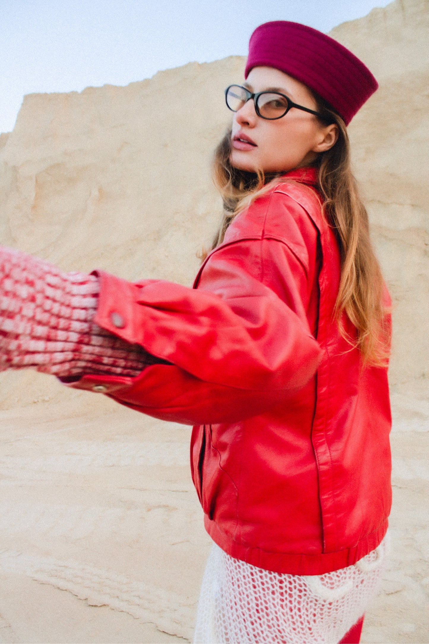 Drape Marine Pillbox in Burgundy